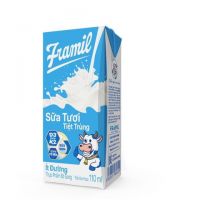 Thùng 48 hộp sữa tươi tiệt trùng Framil í đường 110ml